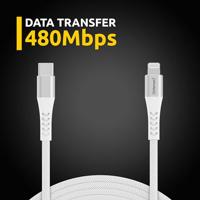 Intenso USB-kabel USB 2.0 USB-C stekker, Apple Lightning stekker 1.50 m Wit Stoffen mantel 7902002 - thumbnail