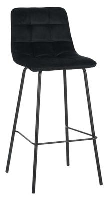 LABEL51 Barkruk 'Bistro' Velvet, kleur Zwart (zithoogte 78cm)