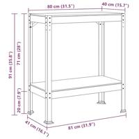 Werkbank met plank Zwart 81 x 41 x 91 cm Bewerkt hout en metaal - thumbnail