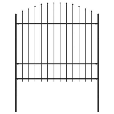 Tuinhek met speren bovenkant (1,5-1,75)x1,7 m staal zwart