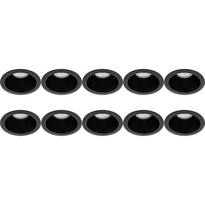 10-Pack Inbouwspot Armaturen GU10 Rond Zwart Aluminium Ø90mm