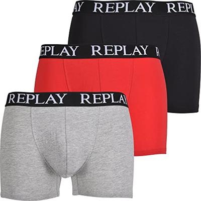 Replay - 3-pack Boxershort - Zwart/Grijs/Rood - Maat XL