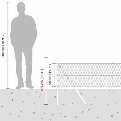 VidaXL Afrasteringspaal grijs 25 x 0,5 m (25 mm gaas) staal