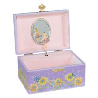 Goki muziekdoos ballerina bloemen paars - thumbnail