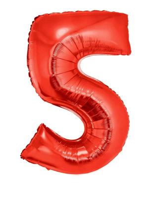 Folieballon Rood Cijfer &apos;5&apos; Groot