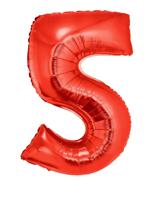 Folieballon Rood Cijfer &apos;5&apos; Groot - thumbnail