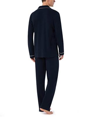 Schiesser doorknoop pyjama interlock blauw