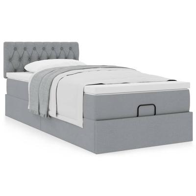 Bed met matras 100x200 cm stof lichtgrijs