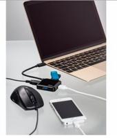 Hama 4-poorts USB Type-C Hub (tot 5 Gbit/s, geïntegreerde USB-kabel) zwart - thumbnail