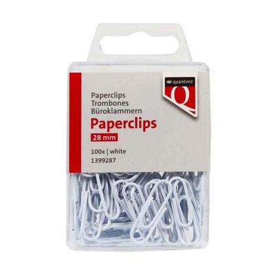 Quantore Paperclip 28mm wit, 100st. Quantore Paperclip 28mm wit, 100st.