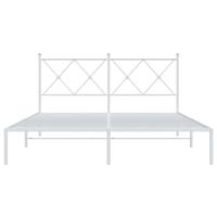 Bedframe met hoofdbord metaal wit 150x200 cm - thumbnail
