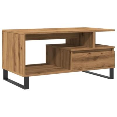 Salontafel 90x49x45 cm bewerkt hout artisanaal eikenkleurig