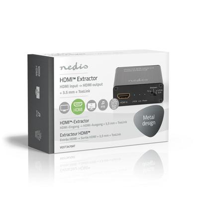 HDMI Audio-Extractor | Digitaal en Stereo - 1x HDMI Ingang | 1x HDMI-Uitgang + TosLink + 3,5 mm HDMI Audio-Extractor | Digitaal en Stereo - 1x HDMI Ingang | 1x HDMI-Uitgang + TosLink + 3,5 mm