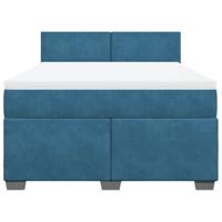 Boxspring met matras fluweel blauw 160x200 cm - thumbnail