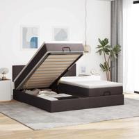 Ottoman bed met matrassen 200x200cm stof donkerbruin - thumbnail
