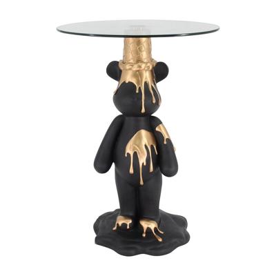 Richmond Ronde Bijzettafel 'Ice Bear' Glas, 48cm