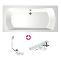 Xenz Robijn Duobad - 190x90x48 - afvoer Midden - acryl - wit 6988-01 - thumbnail