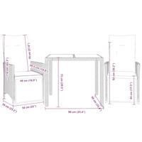 3-delige Bistroset met kussens poly rattan zwart - thumbnail