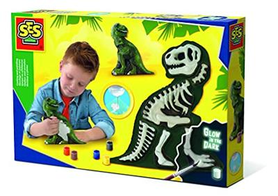 SES gieten en schilderen - glow in the dark dino skelet