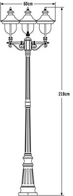 KonstSmide Staande buitenlampParma 218cm rvs met zwart - 7243-000