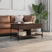 Salontafel 100x50x50 cm bewerkt hout en metaal bruineikenkleur - thumbnail