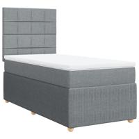 Boxspring met matras stof lichtgrijs 80x200 cm - thumbnail