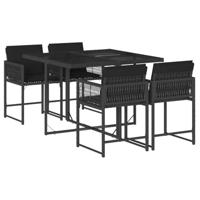 5-delige Tuinset met kussens poly rattan zwart - thumbnail