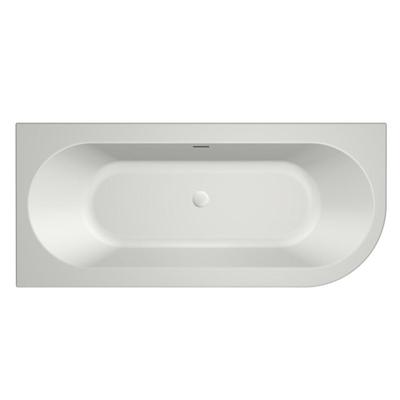 Half-vrijstaand bad Xenz Charley | 180x80 cm | Links | Incl.Badafvoer-Mat wit | Sleuf overloop | Acryl | Mat wit