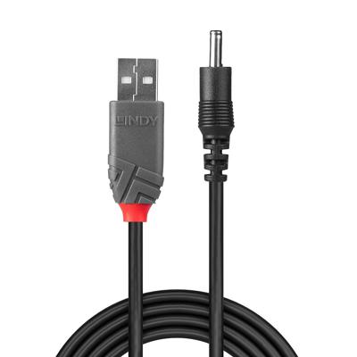 LINDY 70266 USB-kabel USB 2.0 USB-A stekker, DC-stekker 3,5 mm 1.50 m Zwart