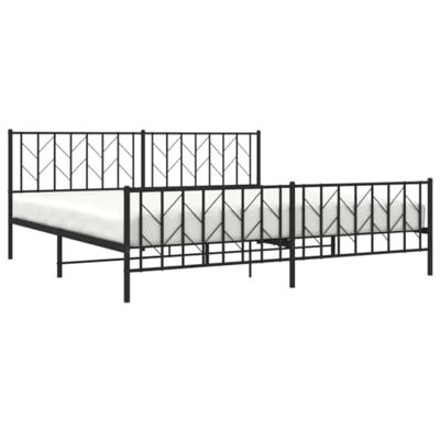 Bedframe met hoofd- en voeteneinde metaal zwart 200x200 cm Bedframe met hoofd- en voeteneinde metaal zwart 200x200 cm