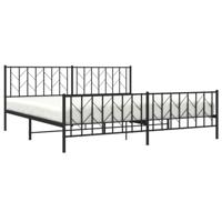 Bedframe met hoofd- en voeteneinde metaal zwart 200x200 cm - thumbnail