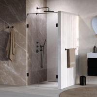 BRAUER Void Carving nisdeur 2-delig helder glas 90x200 omkeerbaar met draaideur 60 aan muur incl. glascoating mat zwart - thumbnail