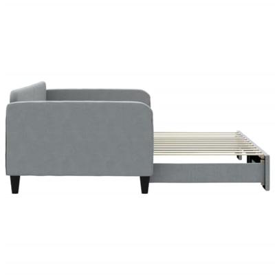 Slaapbank met onderschuifbed 100x200 cm stof lichtgrijs