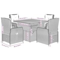 5-delige Tuinset met kussens poly rattan zwart - thumbnail