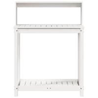 Oppottafel met schappen 82,5x50x109,5 cm massief grenenhout wit - thumbnail