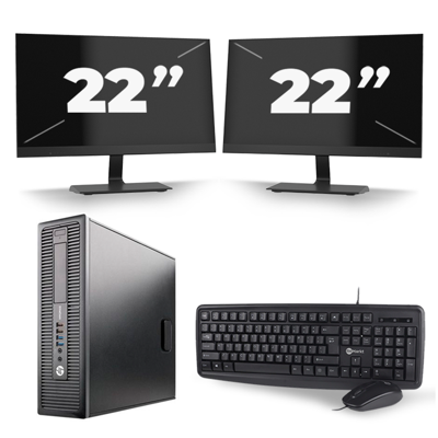 HP EliteDesk 800 G1 SFF - Intel Core i7-4e Generatie - 16GB RAM - 256GB SSD - Windows 10 + 2x 22 inch Monitor