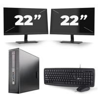 HP EliteDesk 800 G1 SFF - Intel Core i7-4e Generatie - 16GB RAM - 256GB SSD - Windows 10 + 2x 22 inch Monitor - thumbnail