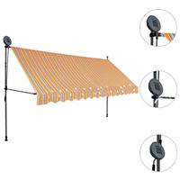 VidaXL Luifel handmatig uitschuifbaar met led 350 cm geel en blauw - thumbnail
