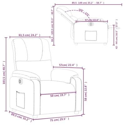 Fauteuil verstelbaar elektrisch microvezelstof donkergrijs