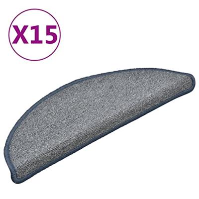 VidaXL Trapmatten 15 st 56x17x3 cm lichtgrijs en blauw halfrond VidaXL Trapmatten 15 st 56x17x3 cm lichtgrijs en blauw halfrond