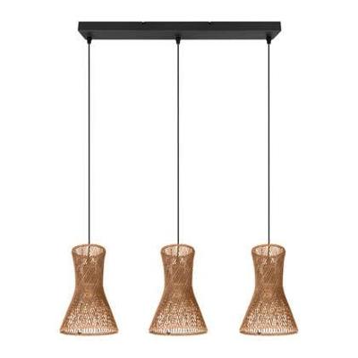 Trio 3-lichts hanglampBijou zwart met rotan - R31833026