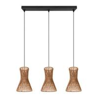 Trio 3-lichts hanglampBijou zwart met rotan - R31833026 - thumbnail