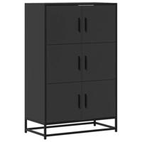 Hoge kast 68x35x106,5 cm bewerkt hout en metaal zwart - thumbnail