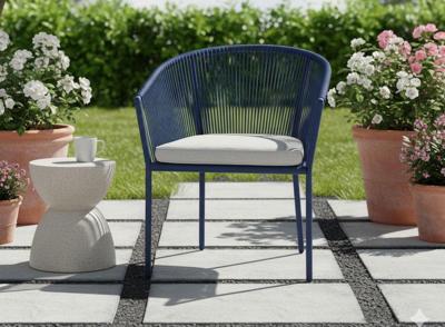 Reims stackable dining chair indigo alu/rope indigo Eurofar - Eurofar Reims stackable dining chair indigo alu/rope indigo Eurofar - Eurofar