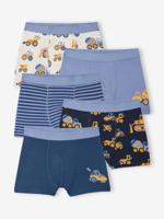 Set boxershorts voor jongens met graafmachine oceaanblauw - thumbnail