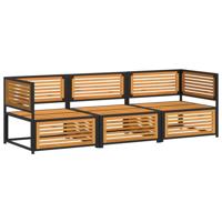 3-delige Loungeset met kussens massief acaciahout - thumbnail