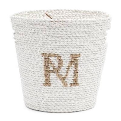 Riviera Maison Opbergmand Wit - RM Monogram - Riet (ØxH) 27x25