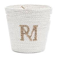 Riviera Maison Opbergmand Wit - RM Monogram - Riet (ØxH) 27x25 - thumbnail