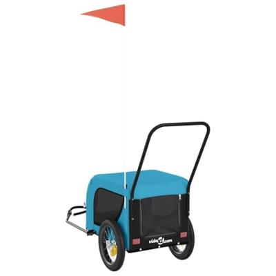 Hondenfietstrailer oxford stof en ijzer blauw en zwart - thumbnail