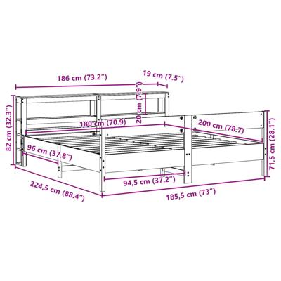 Bedframe zonder matras massief grenenhout wasbruin 180x200 cm
